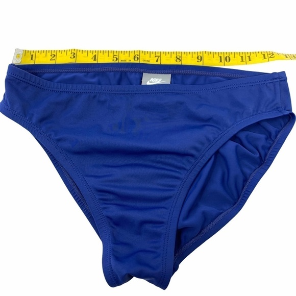 Nike Swim Cobalt Blue Mid Rise Hipster Sport Bikini Bottoms Swish Logo Size 8 - Picture 10 of 11